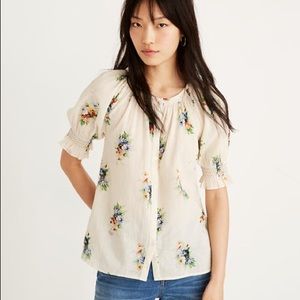 Smocked button-up top in Classic Corsage